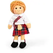 Bigjigs pop Arran medium - zachte babypop met Schotse outfit.