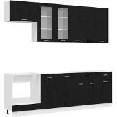 vidaXL Keukenblok LYON 8 pcs Zwart eiken Bewerkt hout