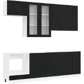vidaXL Keukenblok LUCCA 8 st Zwart Bewerkt hout
