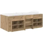 vidaXL Loft Bed Frame met Kast 3 st Artisanaal eiken Bewerkt hout
