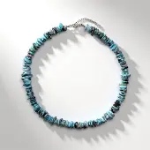 Cavill - Larimar Halsketting 3,25 ct - 925 Gerhodineerd Sterling Zilver - Verstelbare Ketting 42-47 cm - Hemelsblauw Boho Sieraad voor Dames