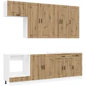 vidaXL Keukenelement PORTO, 8 stuks, kunststof met houtmotief, "Artisan Eik"