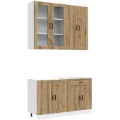 vidaXL Keukenblok PORTO 4 st Artisanaal eiken Bewerkt hout