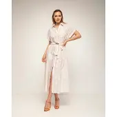 Tantra Gestreepte midi-blousejurk met borduursels en een riem