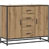vidaXL Dressoir Artisanaal eiken 92 x 35 x 76 cm Bewerkt hout