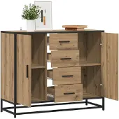 vidaXL Dressoir Artisanaal eiken 92 x 35 x 76 cm Bewerkt hout