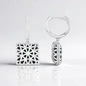 Cavill - Zwarte Spinel Oorbellen 1,895 Ct - 925 Sterling Zilver Platina Verguld - Modern Geometrisch Rond Elegant Design - Luxe Dames Sieraden