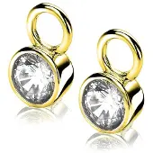 Zinzi zilveren oorbedels 14K geelverguld 7mm rond wit ZICH1486Y (zonder oorringen)