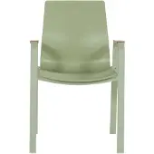 Hartman Tuinstoel Flow Stackable Armchair With Teak Look Armrests Soft Green Frame Soft Green Seat