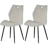 Furnilux Christin fauteuil crème set van 2 elegante fluwelen salonstoel met metalen
