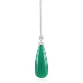 Cavill - Zilveren Hanger Platina Geplated - Groene Onyx 7,467 Karaat Briolette Cabochon - Elegante Druppelvorm - MONOSONO Collection
