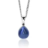 Zinzi zilveren hanger blauw peervorm 20mm ZIH1934B (zonder collier)