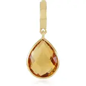 Cavill - Zilveren Hanger - 925 Sterling Zilver Verguld - 2,475 ct Brandy Citrien Peervorm Dambordgeslepen - Elegante Tranenvorm Sieraad Uit Brazilië
