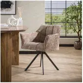 Meubelplaats Eetkamerstoel Raster draaibaar - Hoven champagne - eetkamerstoelen set van 2