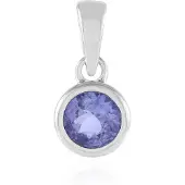 Cavill - Zilveren Hanger - 925 Sterling Zilver Gerhodineerd - Tanzaniet Rond 0,52 ct uit Tanzania - Elegante Bezelzetting - Tijdloze Sieraden