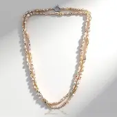 Cavill - Zilveren halsketting - 925 Sterling Zilver Gerhodineerd - Witte Keshi Zoetwaterparels - lange elegante parelhalsketting dames cadeau