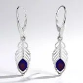 Cavill - Titanium & 925 Sterling Zilver Oorbellen - Blauw Synthetische Steen - Lichtgewicht Blad Design - Allergievriendelijk Elegant Dames Sieraden