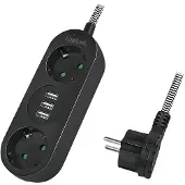 Ginza.se LPS262U, stekkerdoos met 2 stopcontacten + 3 USB-poorten, zwart