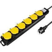 Logilink LPS256: buitenstopcontacten, 6-voudig, zwart, IP44