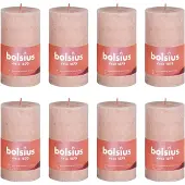 Bolsius Stompkaarsen Shine 8 st rustiek 100x50 mm mistroze