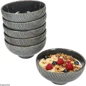 MamboCat 6-delige set SID Dark ontbijtbowl met ribbel-relief van steengoed – 24320893