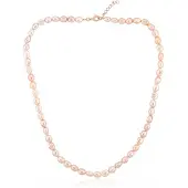 Cavill - Elegante Parelketting - 925 Sterling Zilver - Roségoud Verguld - Roze Zoetwater Parel Fancy Slijpsel - Middellange Ketting Dames