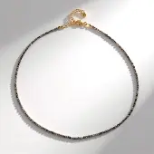 Cavill - Zilveren Halsketting - 925 Sterling Zilver Vermeil - Champagne Diamanten 13,795 ct Fancy Kraal - Elegante Glanzende Ketting Dames