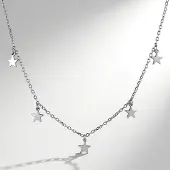 Cavill - Verstelbare Zilveren Halsketting 925 Sterling met Rhodium Plating - Elegante Fijne Ketting met Sterren Hangers - Duurzaam & Tijdloos Design