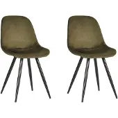 Label51 Capri eetkamerstoel fluweel army green - set van 2 stoelen