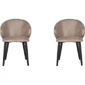 Label51 Eetkamerstoel Logan - Taupe - Kunstleder - Zwart Metalen Frame