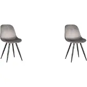 Label51 Capri eetkamerstoel fluweel grijs - set van 2 stoelen
