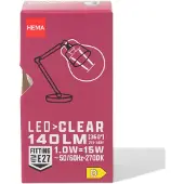 HEMA Led kogel clear E27 1.0W 140lm