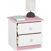 Idimex Nachtkastje RONDO van grenenhout, in wit/roze