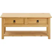 Idimex Mexicaanse salontafel TEQUILA van massief hout met 2 lades - naturel