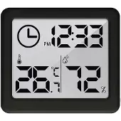 Greenblue - Weerstation - Digitale Thermometer / hygrometer met klokfunctie - Zwart
