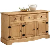 Idimex Mexico-dressoir TEQUILA met 3 deuren en lades van massief hout - naturel