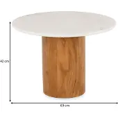 Idimex Salontafelset GANGA/YAMUNA met rond marmeren tafelblad – Wit/natuur