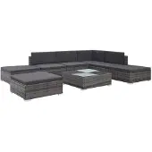 vidaXL 8-delige Loungeset met kussens poly rattan grijs