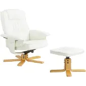 Idimex Relaxfauteuil CHARLY met voetenbankje en kunstleer in wit