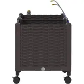 vidaXL Tuin Plantenbak met Irrigatie en Wielen 2 st Bruin PP