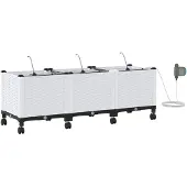 vidaXL Tuin Plantenbak met Irrigatie en Wielen 3 st Wit PP