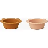 Liewood Peony bord met zuignap Ø16 cm 2-delig Mustard-tuscany rose mix