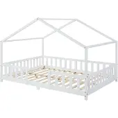 En.casa Kinderbed Treviolo huisbed 140x200 cm wit []
