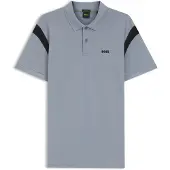 BOSS Heren Union Paddy poloshirt grijs (L), Casual, Sportief, Polyester, Korte mouwen 50564793