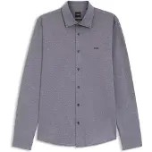 BOSS Slim-fit overhemd van gemêleerde katoenen jersey Maat L