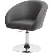 Mendler Eetkamerstoel -F19, keukenstoel, draaistoel, loungestoel, draaibaar, in hoogte verstelbaar ~ grijs kunstleer