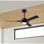 Mantra-Iluminacion LED plafondventilator Thai zwart DC-motor stil Ø 122 cm CCT Thai, dimbaar, zwart, Woon-/ Eetkamer, Kunststof, Modern