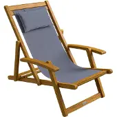 Casaria Ligstoel Antraciet Acaciahout 94x60x94cm