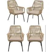 Lesli Living Silas - Tuinstoel - Ergonomisch - Beige (4 stuks)