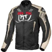Berik Amras waterdichte motorfietstextiljas, zwart/khaki/rood, maat 52